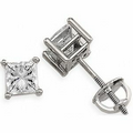 14K White Gold 1/2 CTW Princess Diamond Stud Earrings